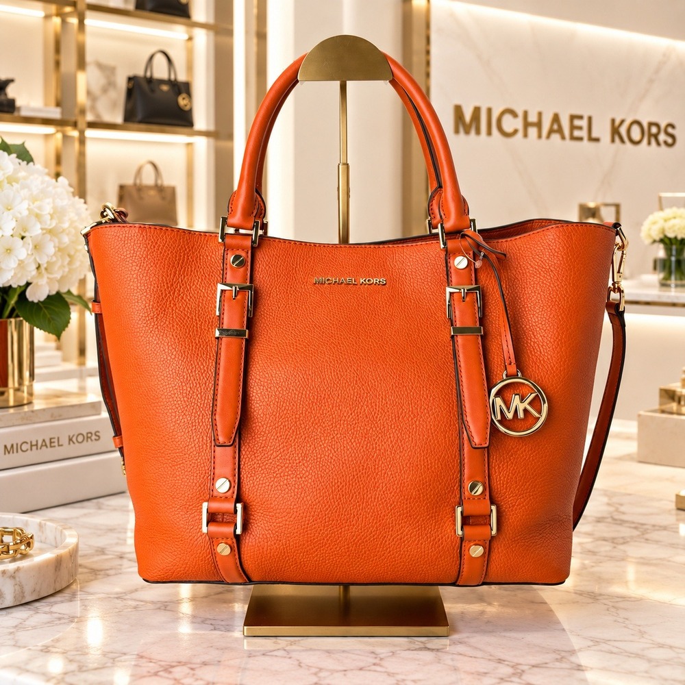 Michael Kors Bedford Legacy Large Grab Tote Burnt Orange Leather NWT
